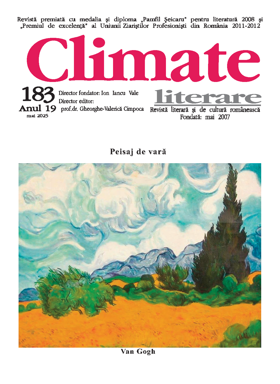 Citeste cea mai recenta aparitie a revistei CLIMATE LITERARE